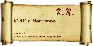 Klár Marianna névjegykártya